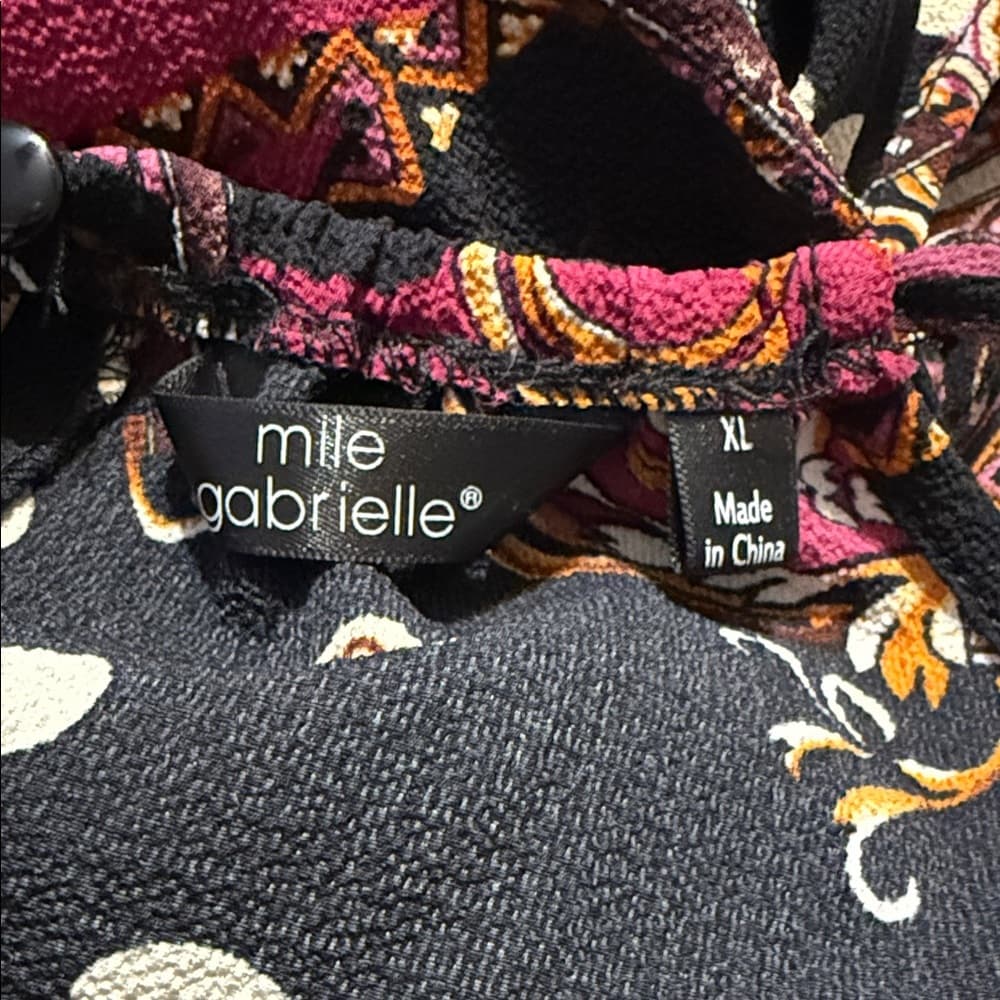 Elegant Black and Pink Patterned Maxi Dress - Thumbnail 4