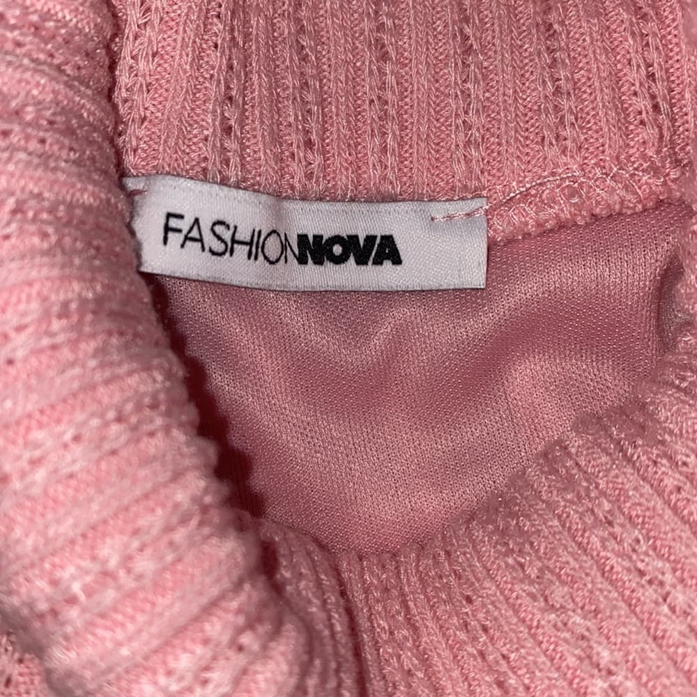 Stylish Fashion Nova Pink Turtleneck Mini Dress - Size Large - Thumbnail 2