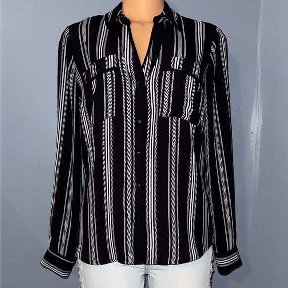 Candie’s Black and White Striped Women's Top - Thumbnail 9