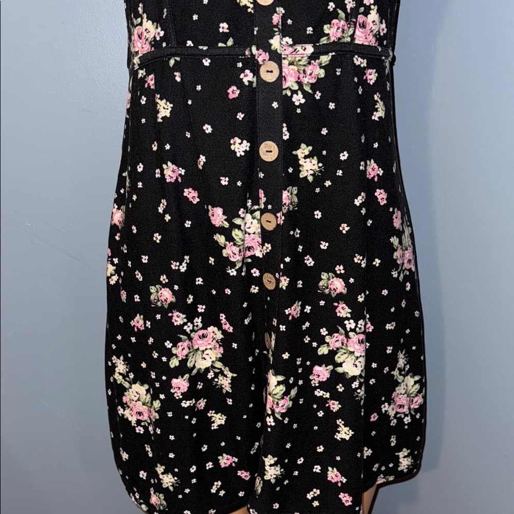No Boundaries Black Floral Mini Dress - Thumbnail 2