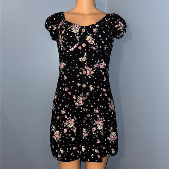 No Boundaries Black Floral Mini Dress - Thumbnail 8