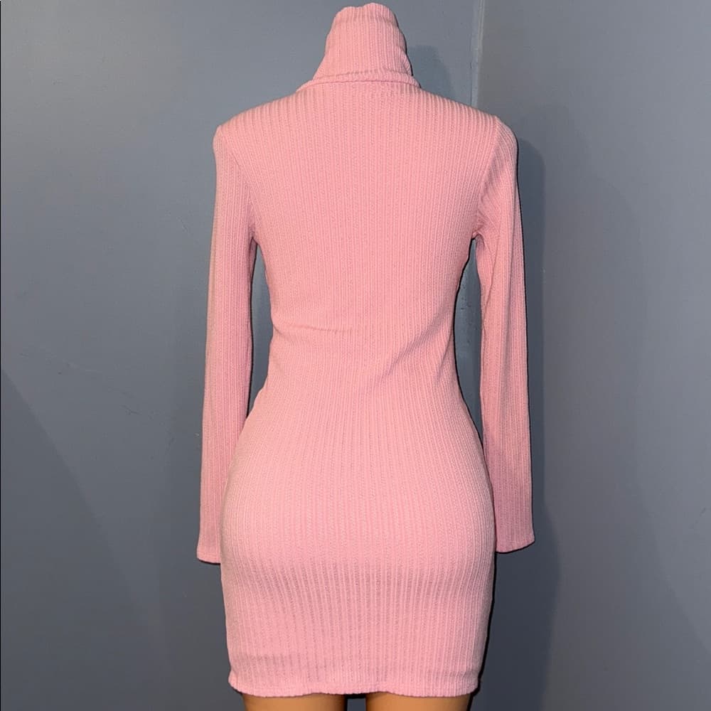 Stylish Fashion Nova Pink Turtleneck Mini Dress - Size Large - Thumbnail 4