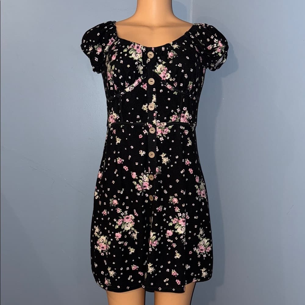 No Boundaries Black Floral Mini Dress - Thumbnail 7