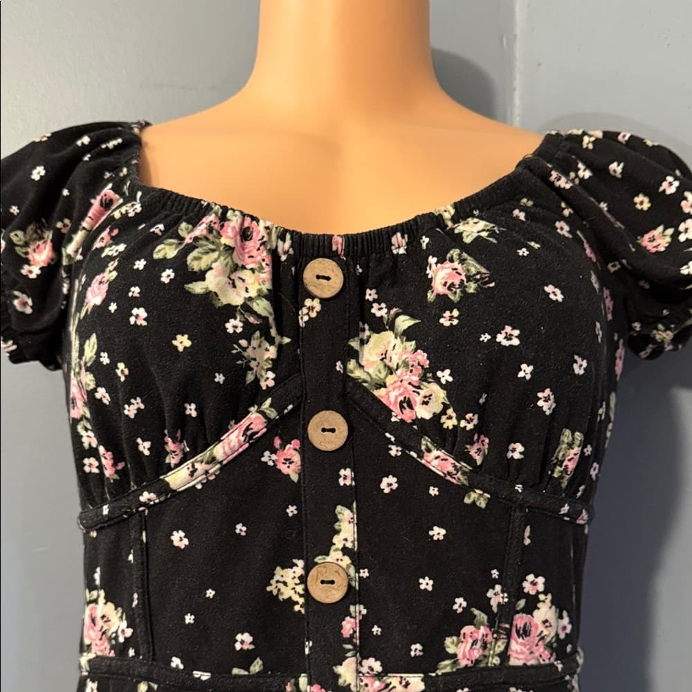 No Boundaries Black Floral Mini Dress - Thumbnail 3