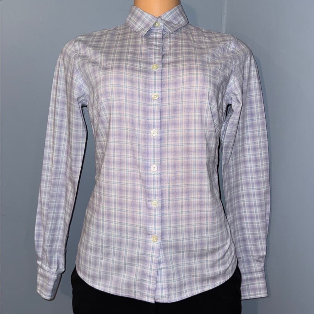 Banana Republic Petite Plaid Button-Down Shirt - Size 0P - Thumbnail 4