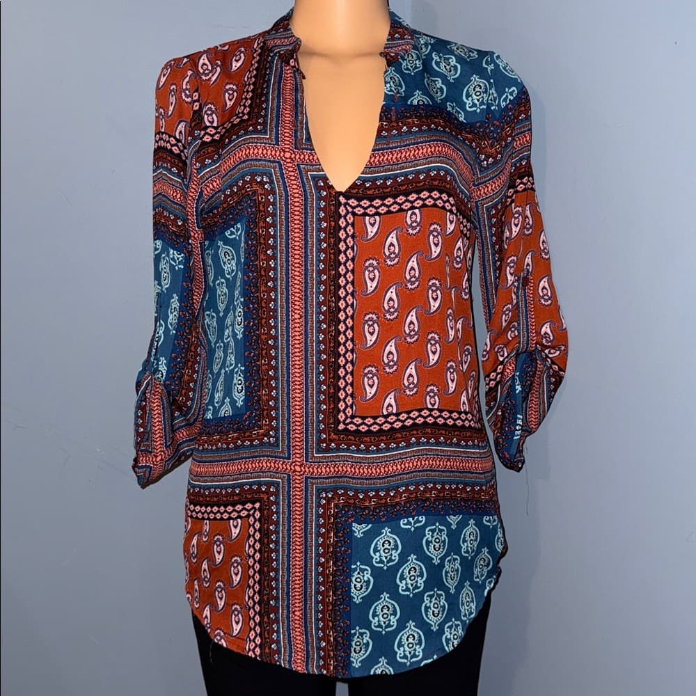 Boho Patchwork Blouse, Size small - Thumbnail 5