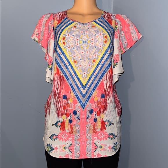 GB Colorful Patterned Blouse - Size XS - Thumbnail 7