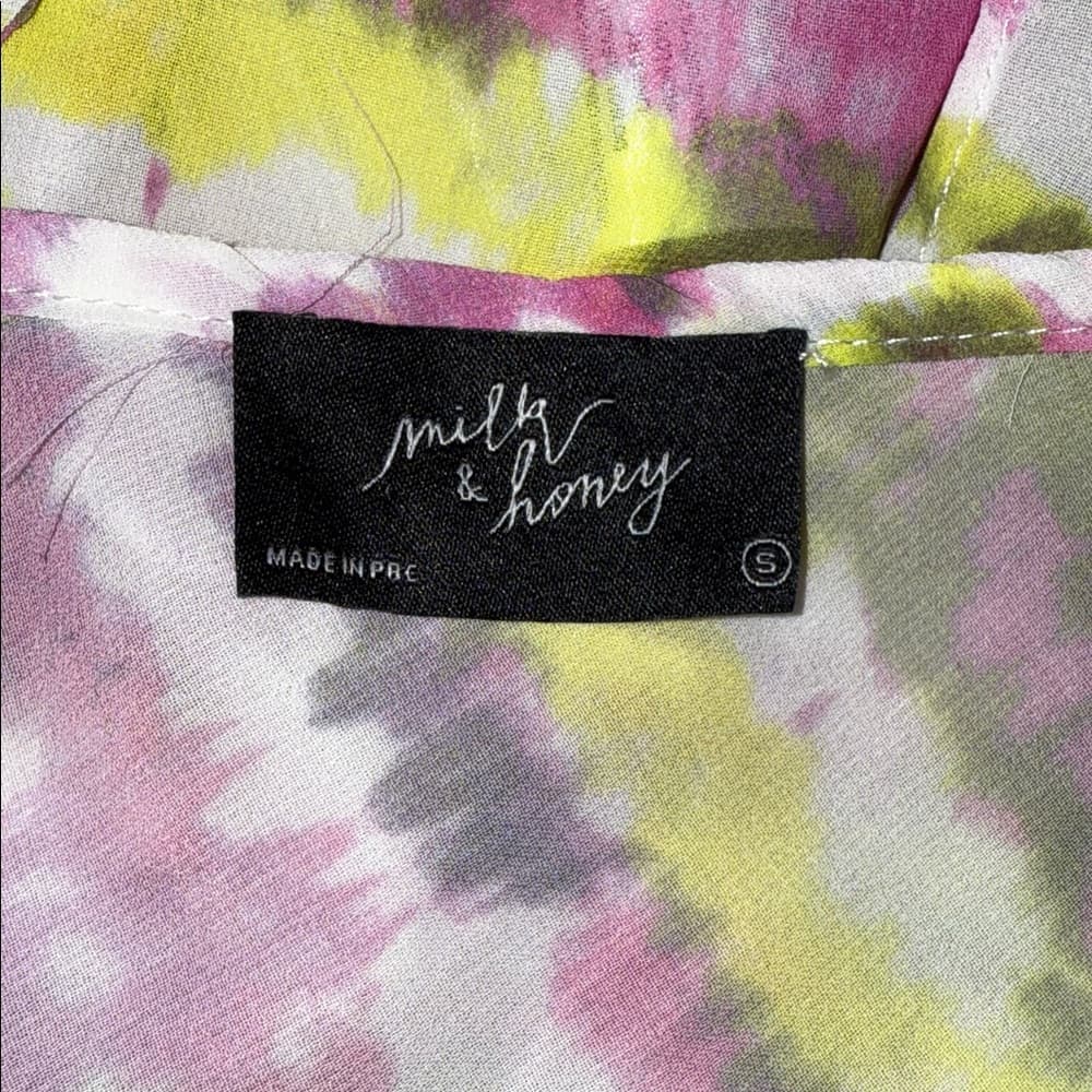 Milk & Honey Tie-Dye V-Neck Blouse - Size Small - Thumbnail 4