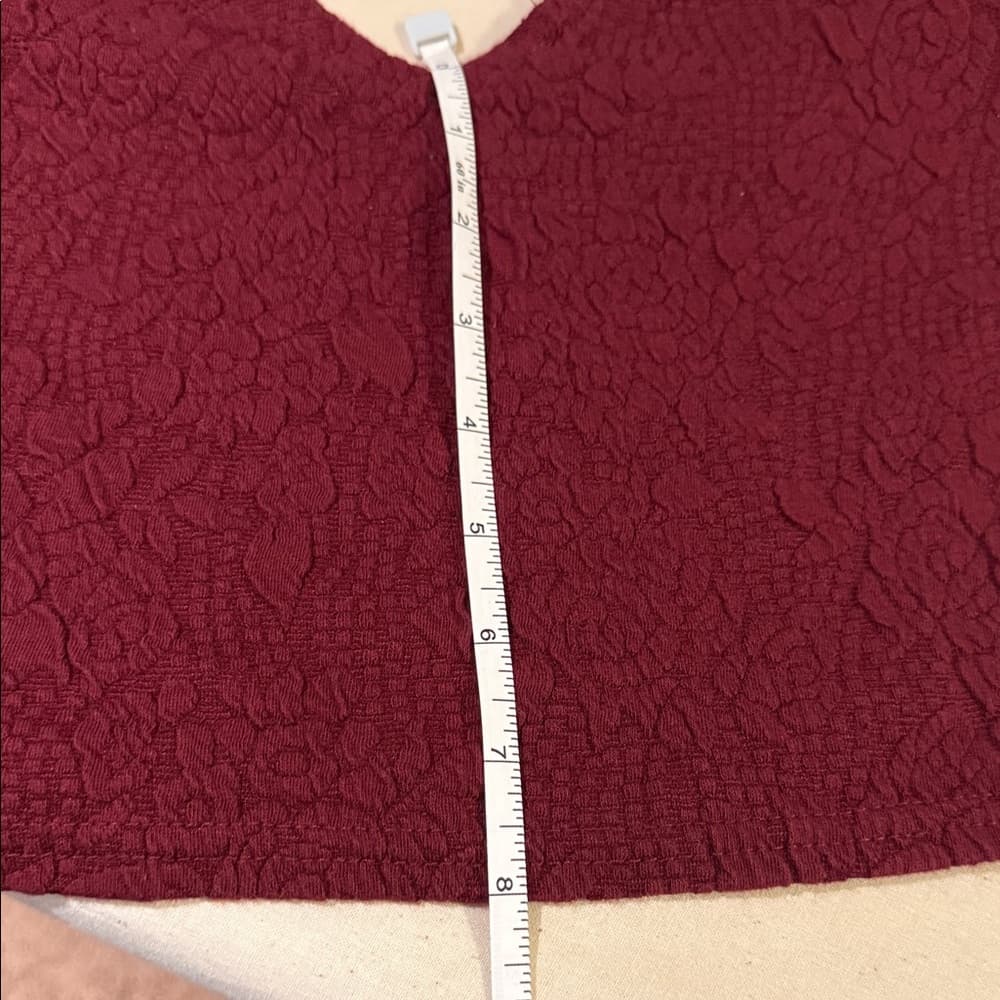 Forever 21 Burgundy Long Sleeve Crop Top - Size Small - Thumbnail 4