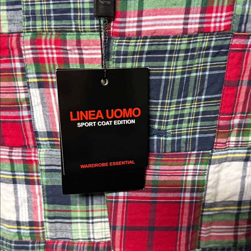 NWT - Linea Uomo Patchwork Plaid Blazer - 48L - Thumbnail 6