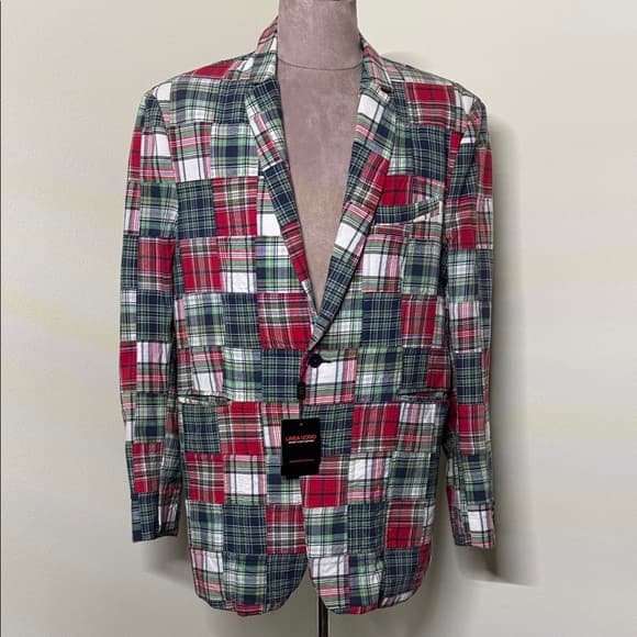 NWT - Linea Uomo Patchwork Plaid Blazer - 48L - Thumbnail 15