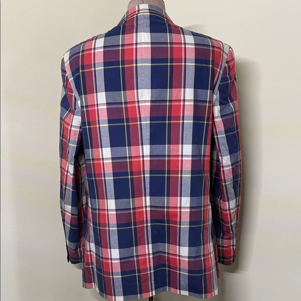 Men's Plaid Blazer - Red, Blue, White - Thumbnail 5