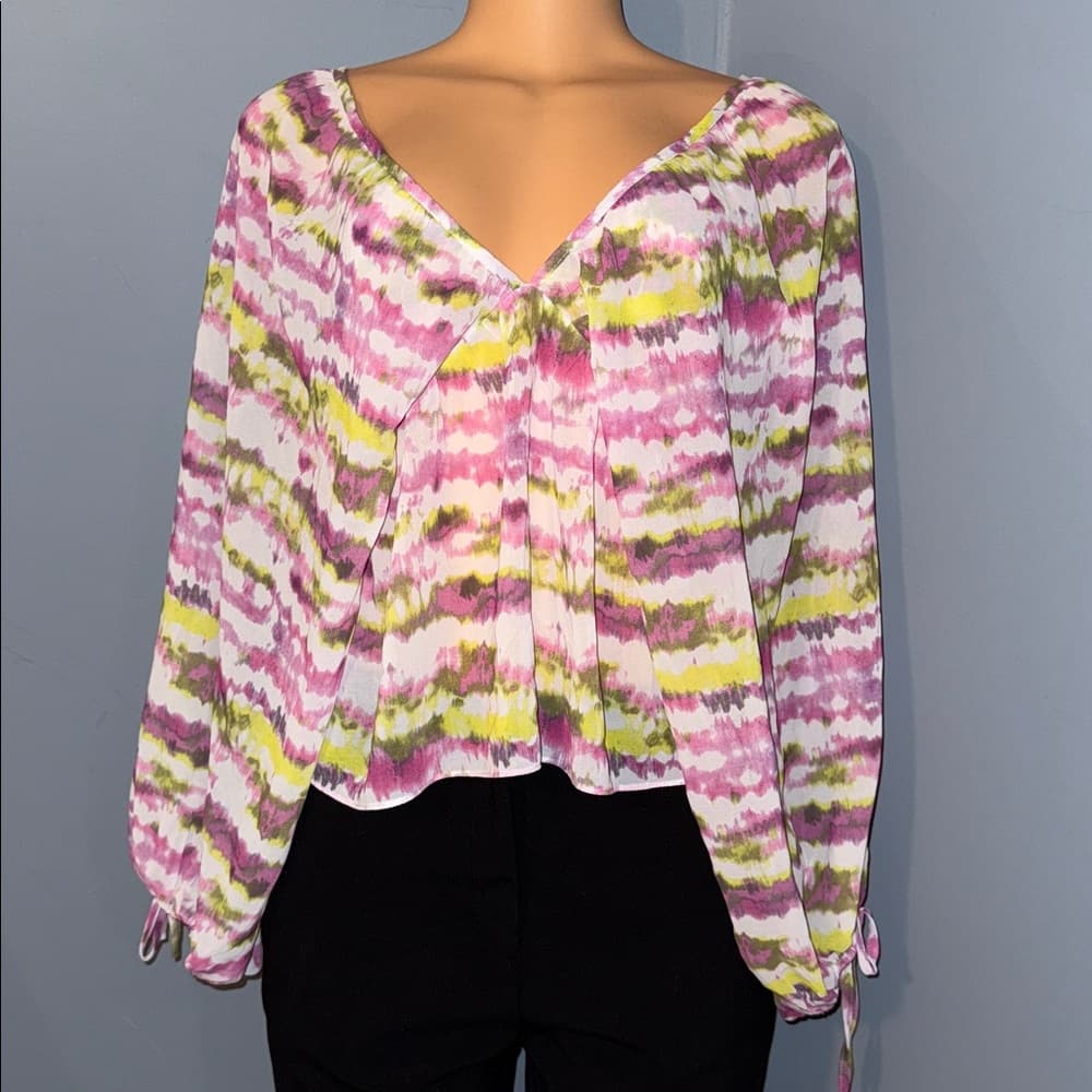 Milk & Honey Tie-Dye V-Neck Blouse - Size Small - Thumbnail 7