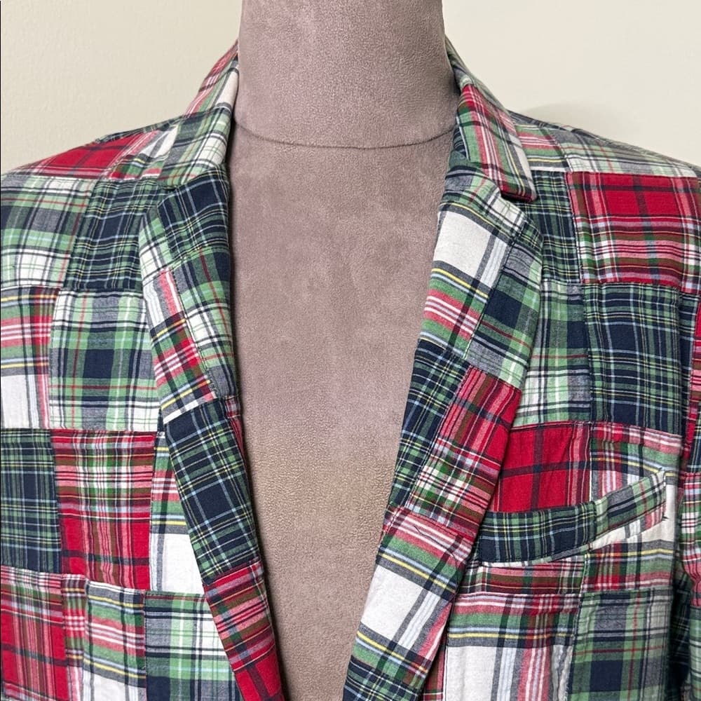 NWT - Linea Uomo Patchwork Plaid Blazer - 48L - Thumbnail 2