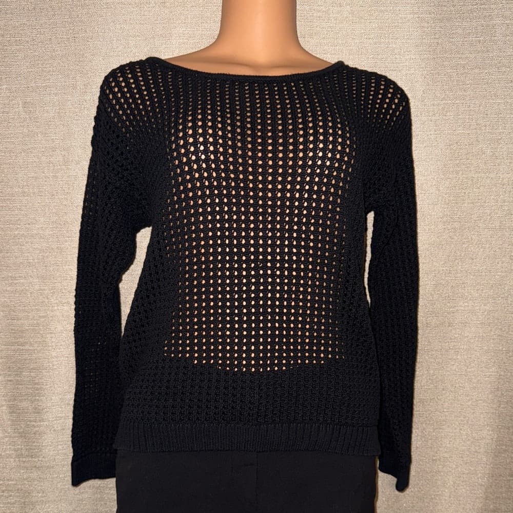 Jeanne Pierre black crocheted sweater - Thumbnail 3