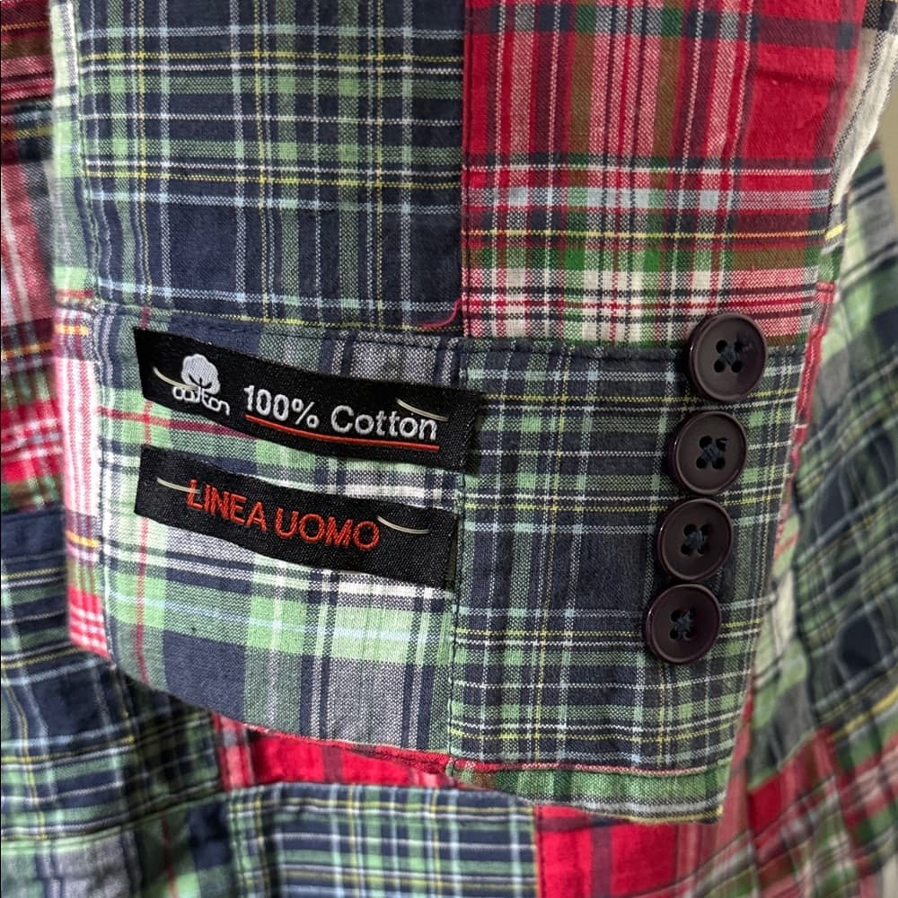 NWT - Linea Uomo Patchwork Plaid Blazer - 48L - Thumbnail 8