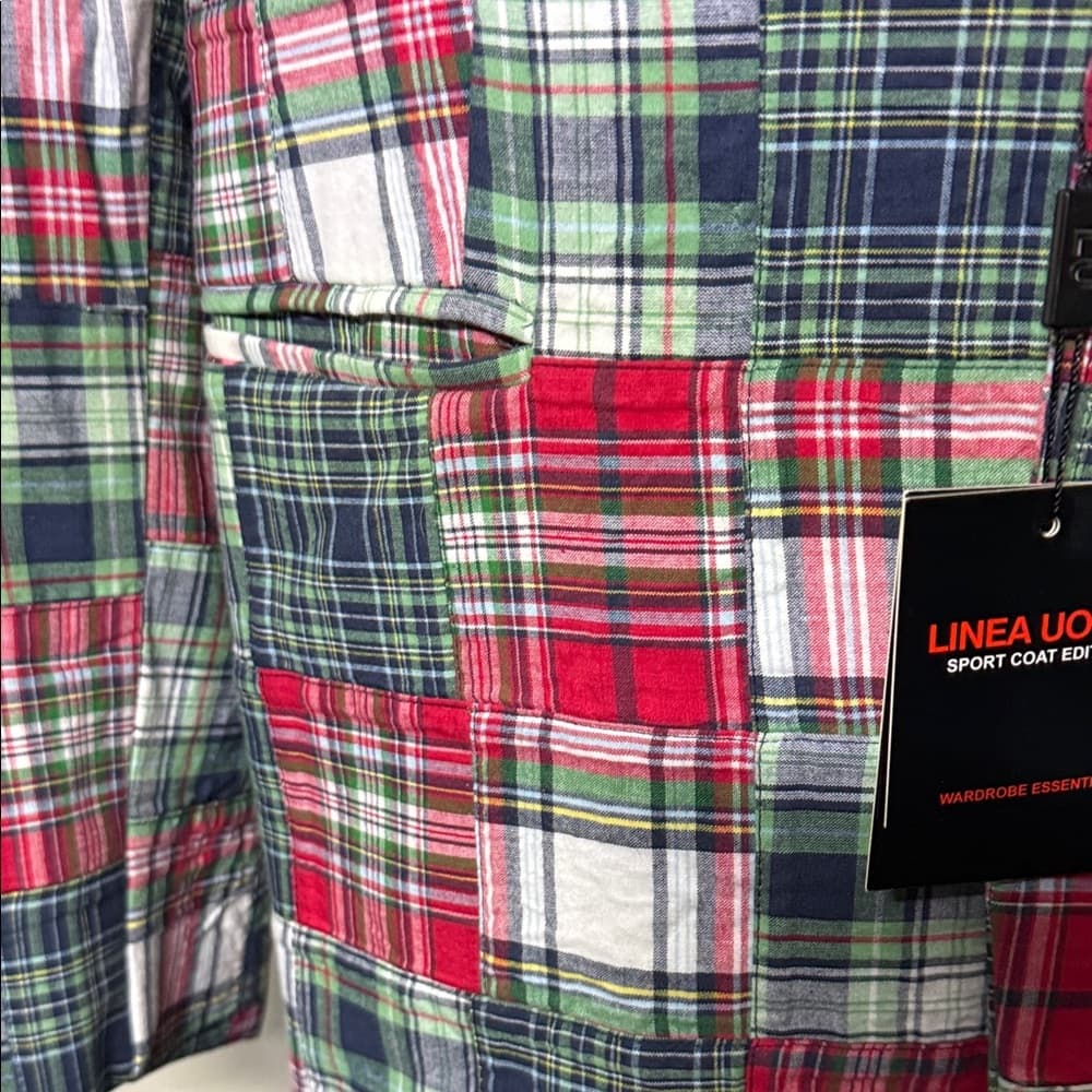 NWT - Linea Uomo Patchwork Plaid Blazer - 48L - Thumbnail 5