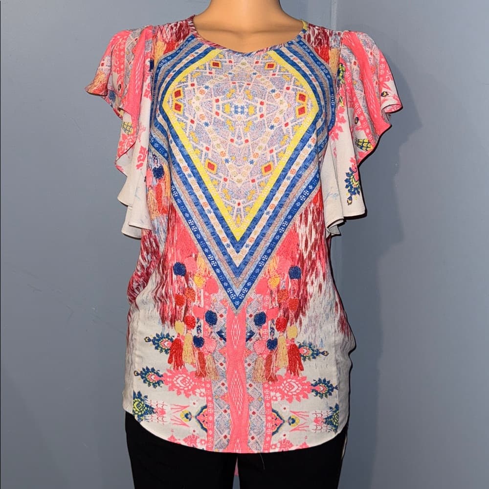 GB Colorful Patterned Blouse - Size XS - Thumbnail 4
