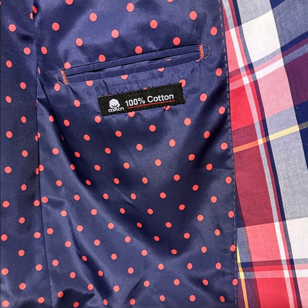 Men's Plaid Blazer - Red, Blue, White - Thumbnail 10