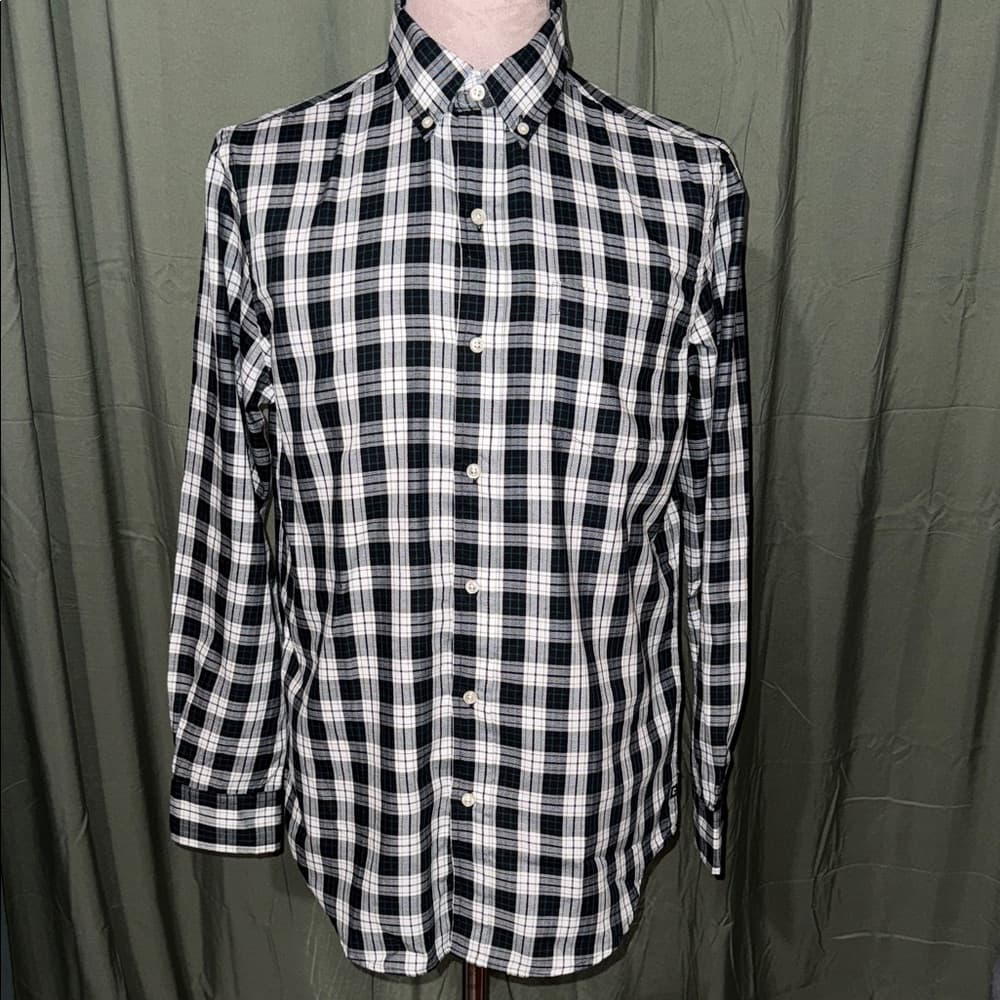 Chaps Black and White Plaid Button Down Shirt - Thumbnail 4