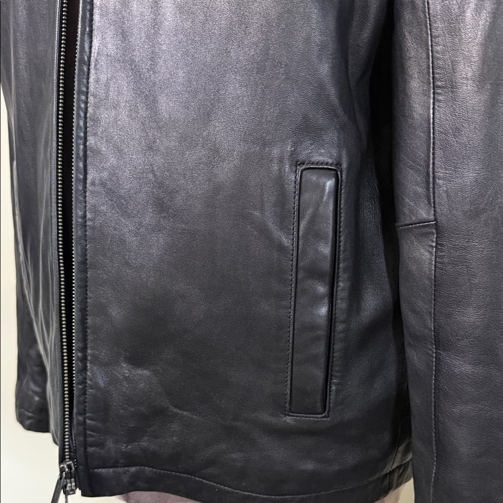 Alfani Buttery Soft Black Leather Jacket - Size Large - Thumbnail 2