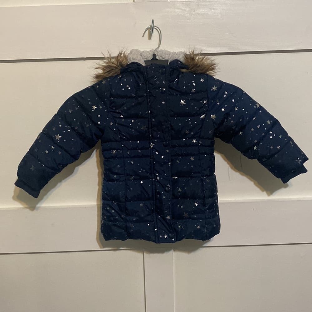 Blue and silver stars puffer jacket - Thumbnail 2