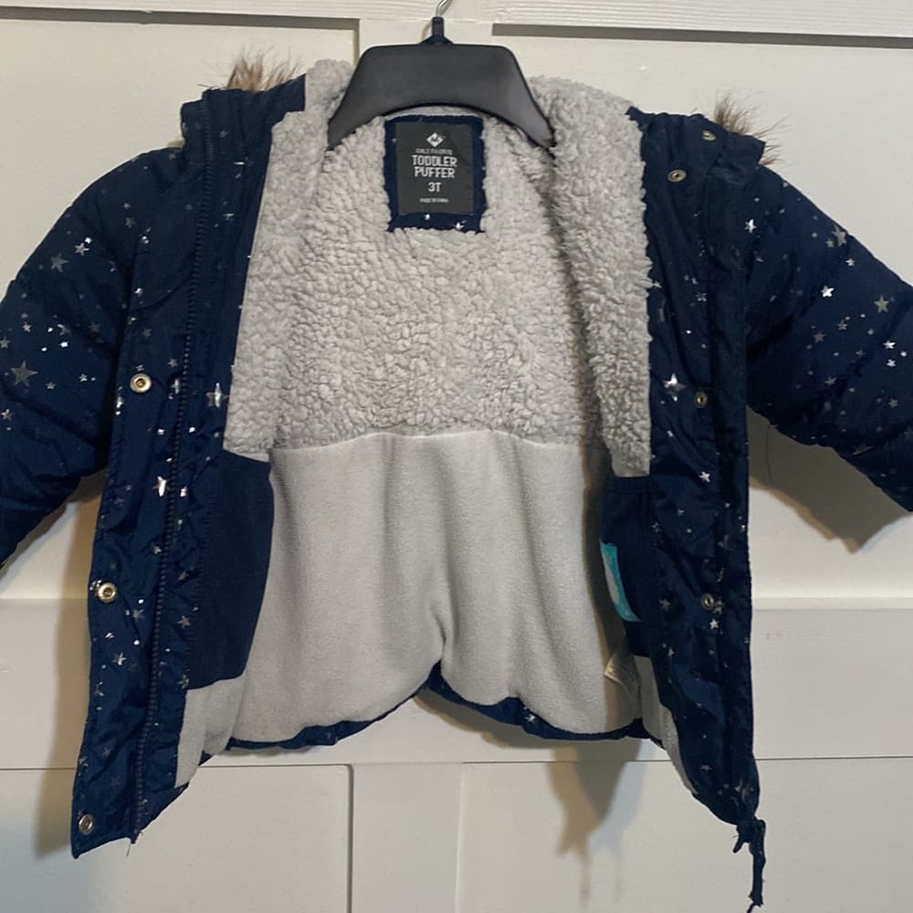 Blue and silver stars puffer jacket - Thumbnail 4