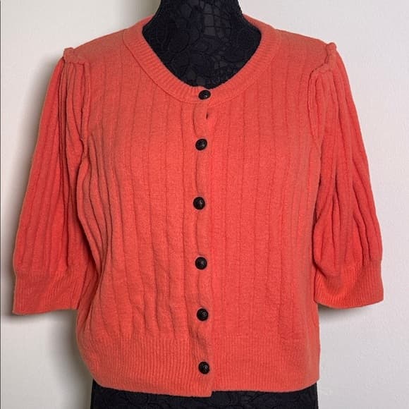 Free People Coral Button-Up Sweater - Thumbnail 10