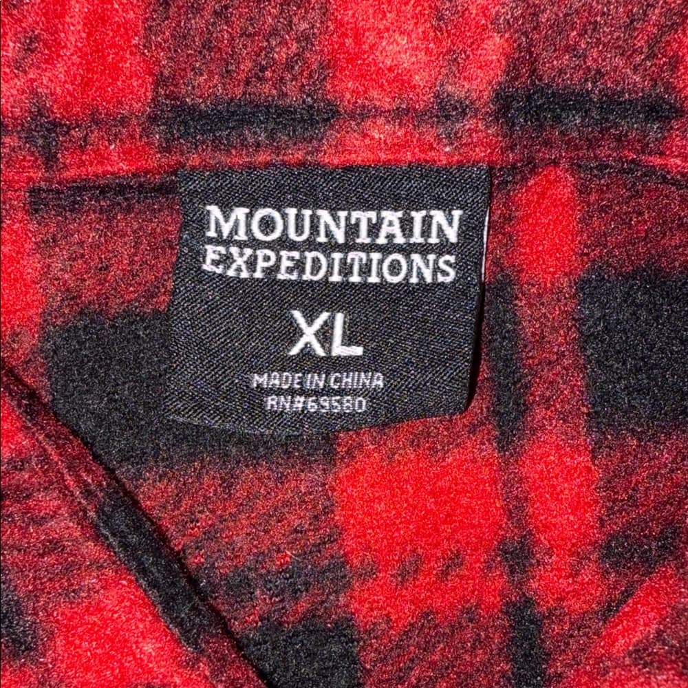 Red and Black Plaid Button-Up Flannel Shirt - Size XL - Thumbnail 3