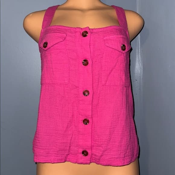 Pink button up tank top - Thumbnail 5