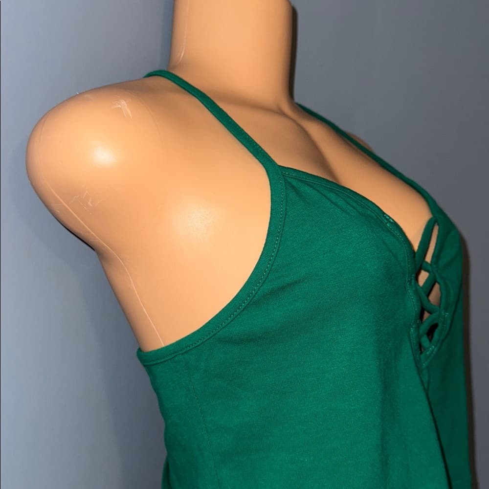 Ambiance Green Lace-Up Crop Top - Size M