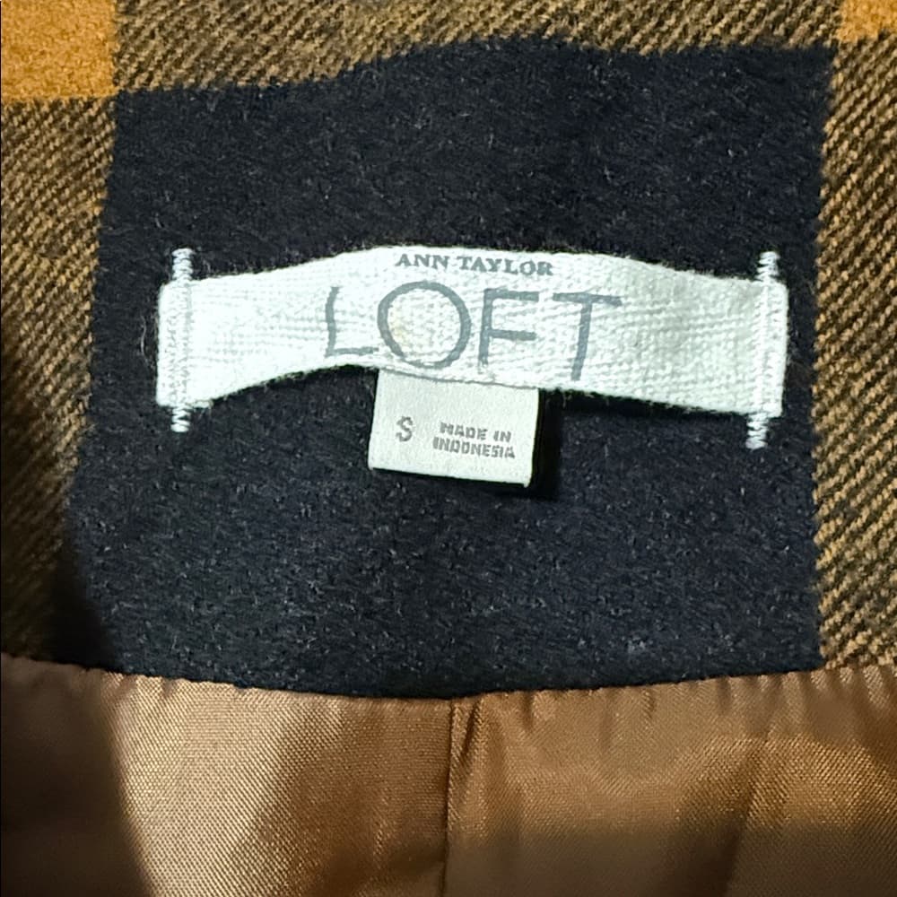 LOFT Black and Orange Checkered Pea Coat - Thumbnail 2