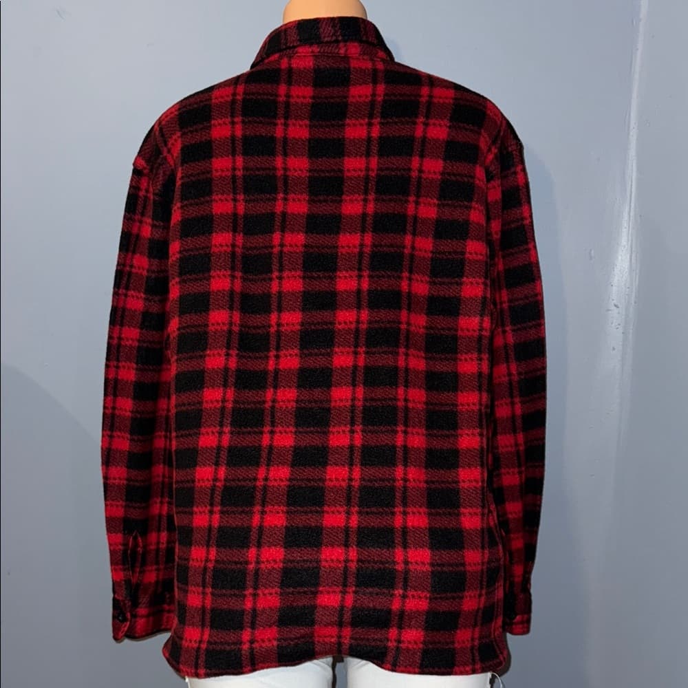 Red and Black Plaid Button-Up Flannel Shirt - Size XL - Thumbnail 2