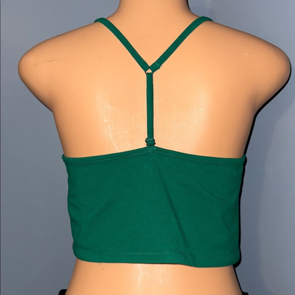 Ambiance Green Lace-Up Crop Top - Size M - Thumbnail 2