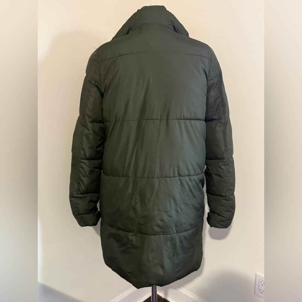 Old Navy Women's Dark Green Puffer Coat with Fur Trim - Thumbnail 5