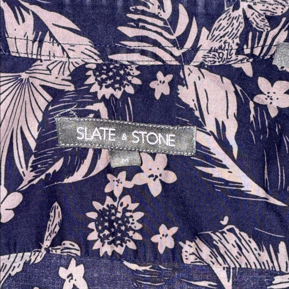 Floral Print Men's Shirt - Navy and Gray - Thumbnail 3