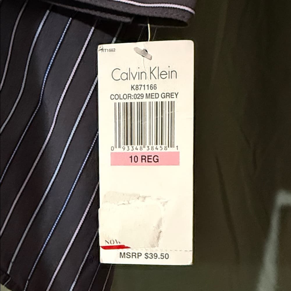 Calvin Klein Navy Striped Dress Shirt - Thumbnail 4