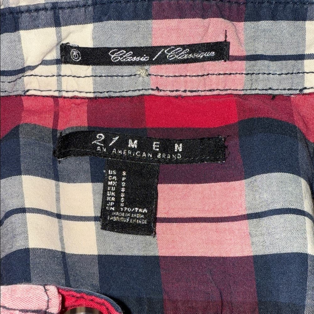 21men Red and Blue Plaid Button Down Shirt - Thumbnail 2