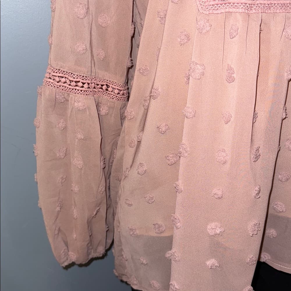 Elegant Sheer Blouse with Delicate Details – Size Large - Thumbnail 3