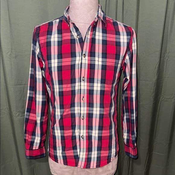 21men Red and Blue Plaid Button Down Shirt - Thumbnail 4
