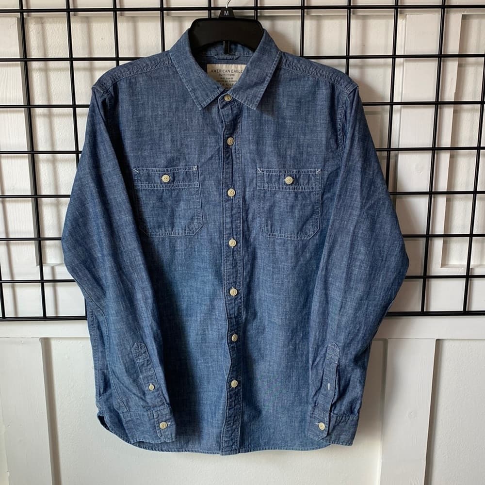 American Eagle long sleeve jean button down shirt* - Thumbnail 2