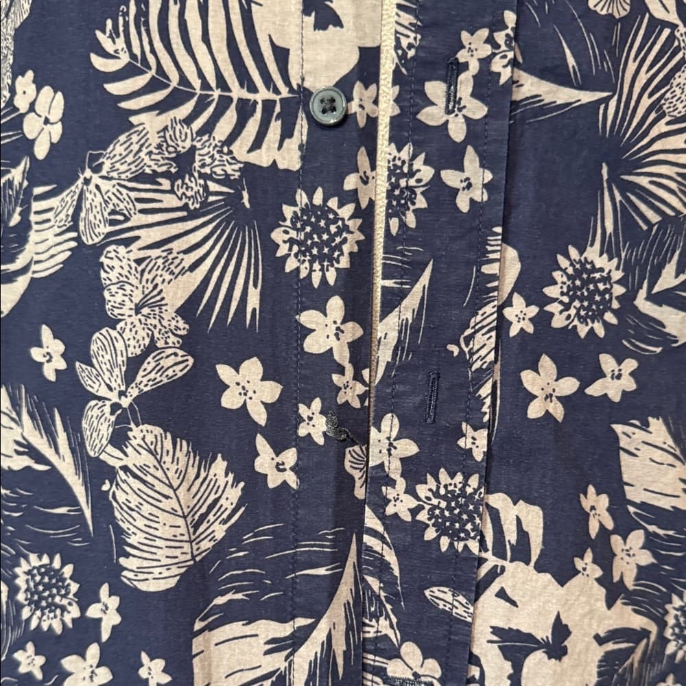 Floral Print Men's Shirt - Navy and Gray - Thumbnail 2