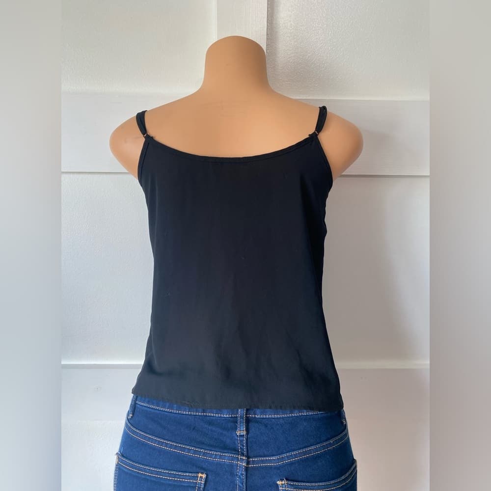 Elegant Rosette Black Bow Tank Top, Size Small - Thumbnail 2