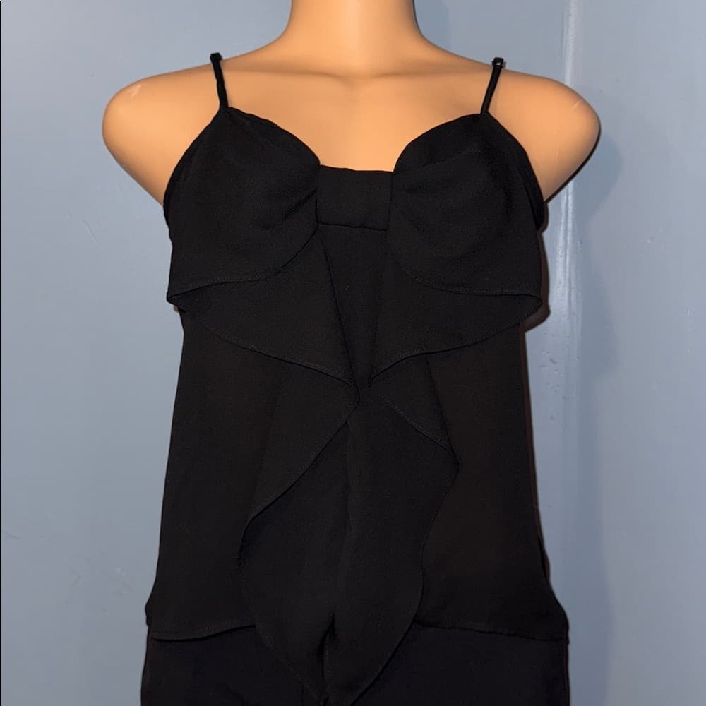 Elegant Rosette Black Bow Tank Top, Size Small - Thumbnail 4