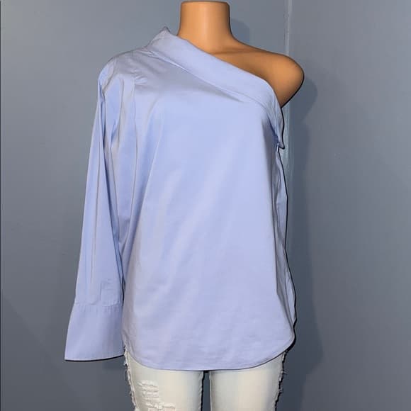 Banana Republic Light Blue Asymmetrical Blouse - Size 6 - Thumbnail 7