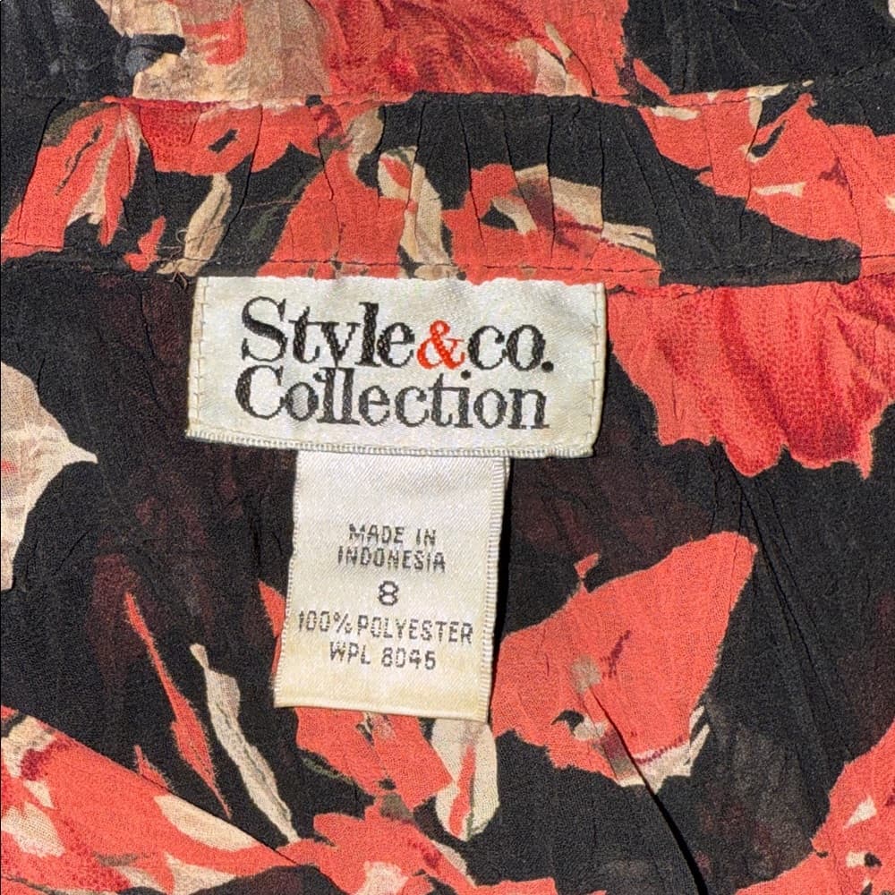Style & Co. Black and Red Floral Top - Thumbnail 3