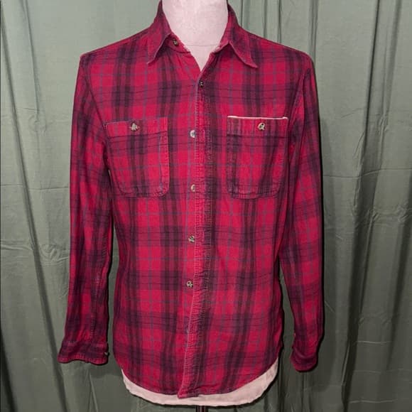 Boston Traders Red Plaid Casual Button Down Shirt - Thumbnail 6