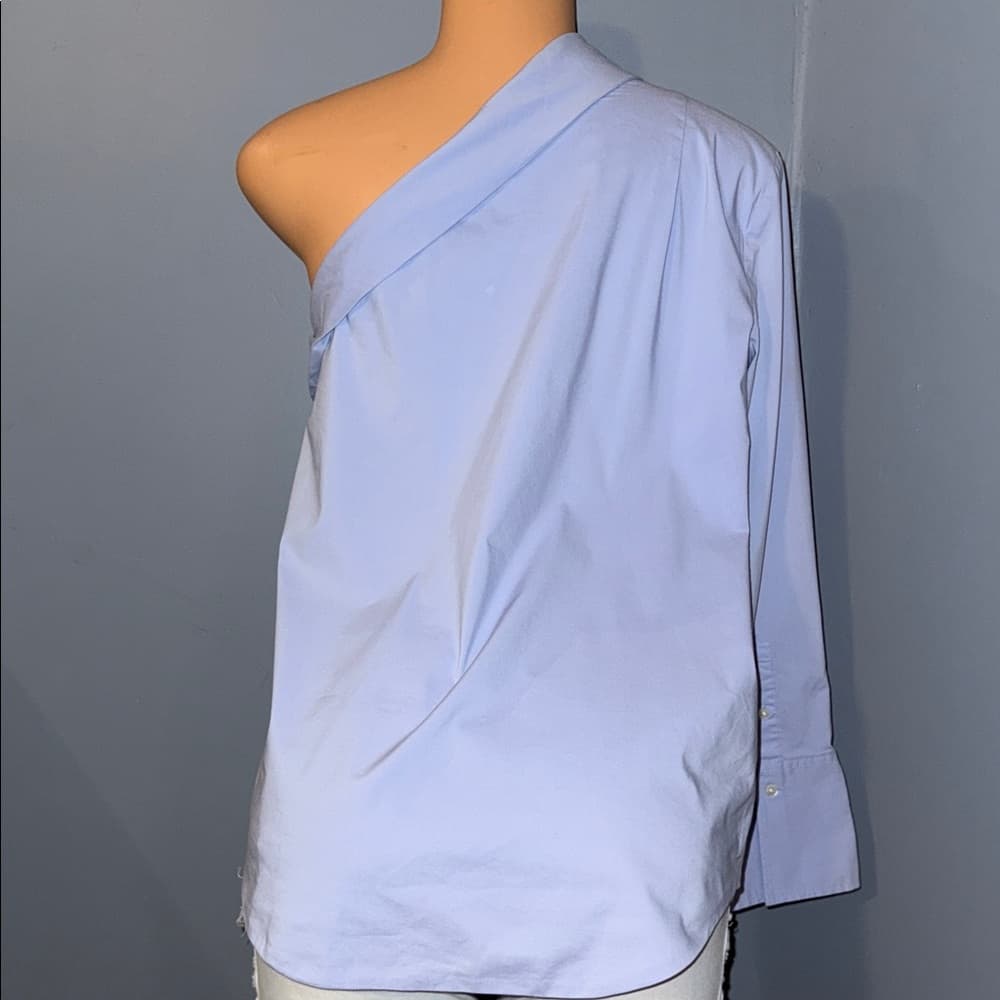 Banana Republic Light Blue Asymmetrical Blouse - Size 6 - Thumbnail 4