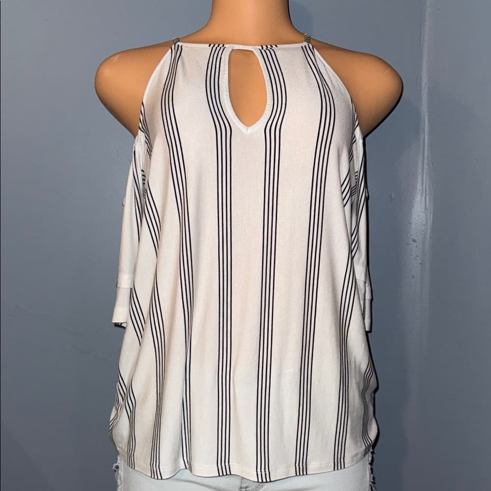 Hollister Black and White Striped Blouse - Thumbnail 5