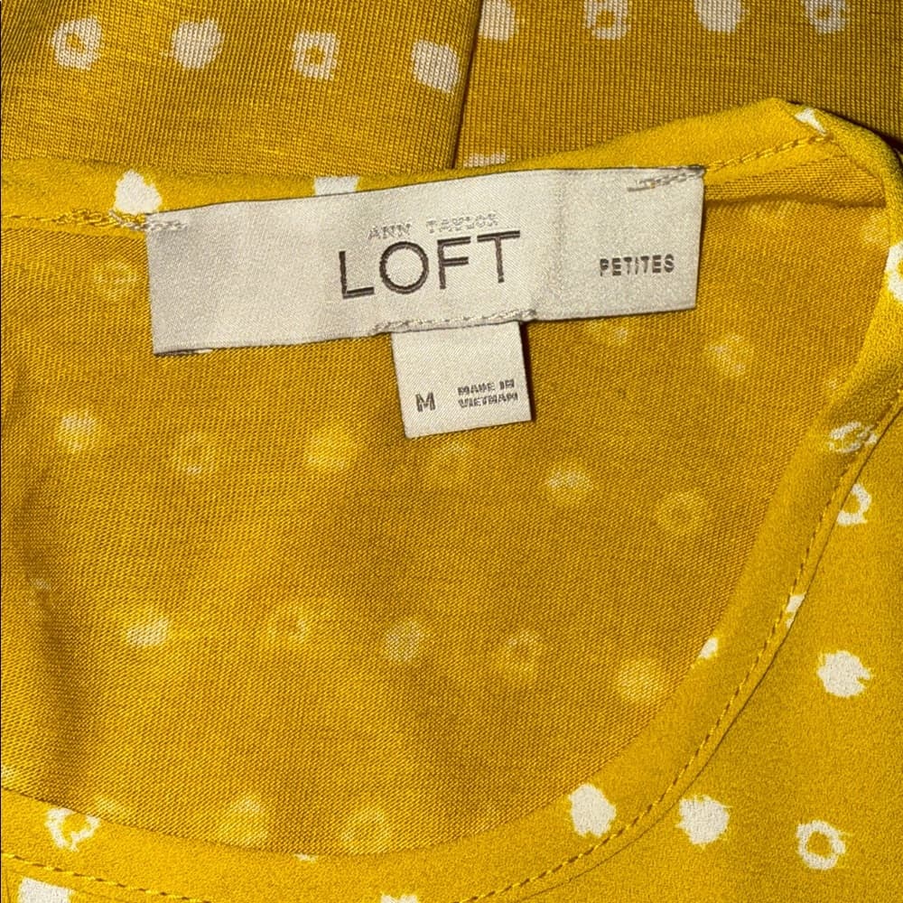 LOFT Yellow Polka Dot Tank Top - Size Medium Petite - Thumbnail 5